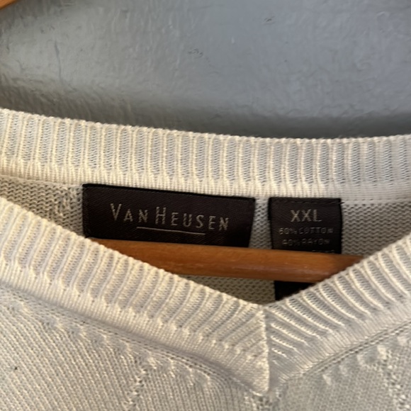 Van Heusen Golf White Cotton Sweater XXL 2XL NWOT - Picture 2 of 4